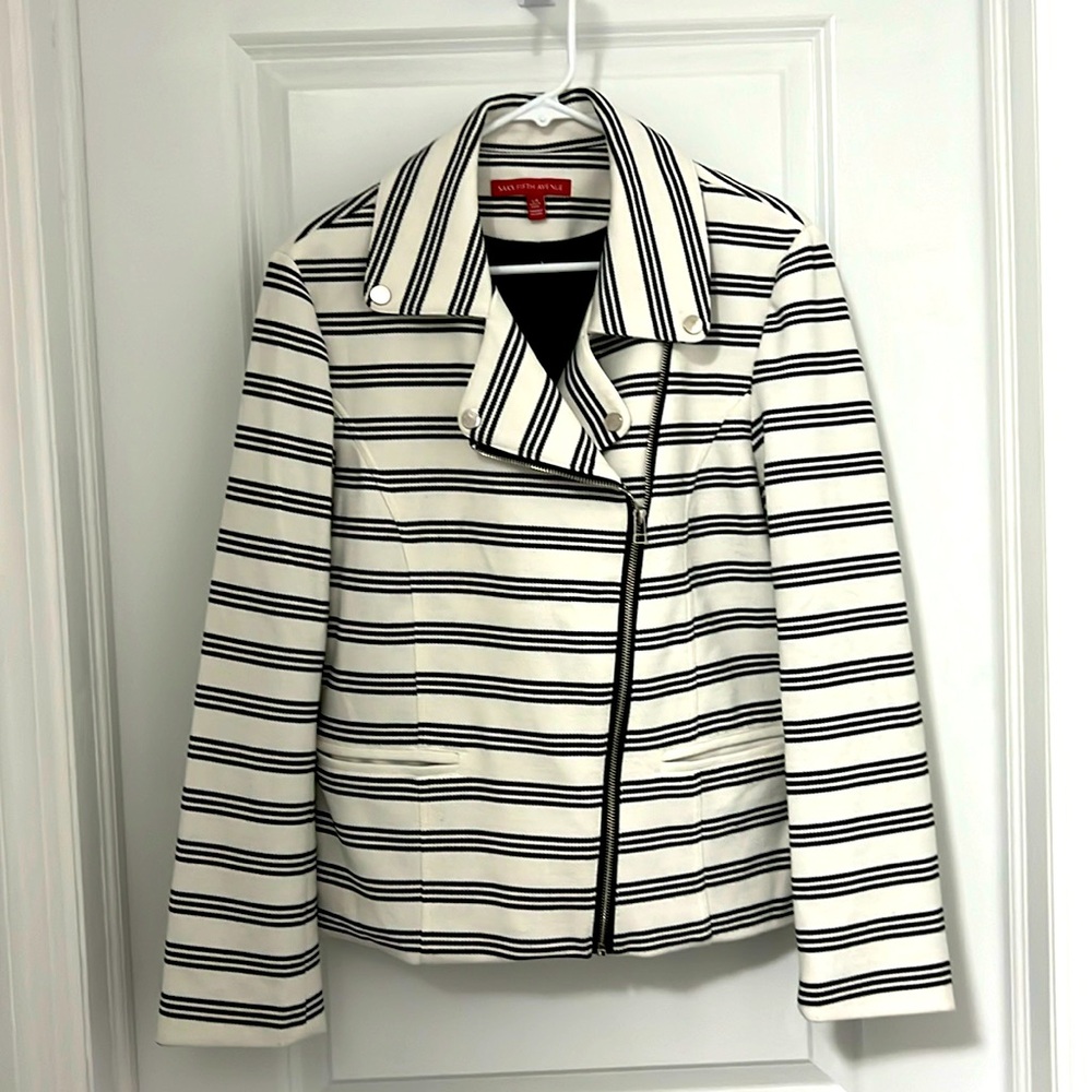 Saks Fifth Avenue Striped Cotton And Lined Blazer
